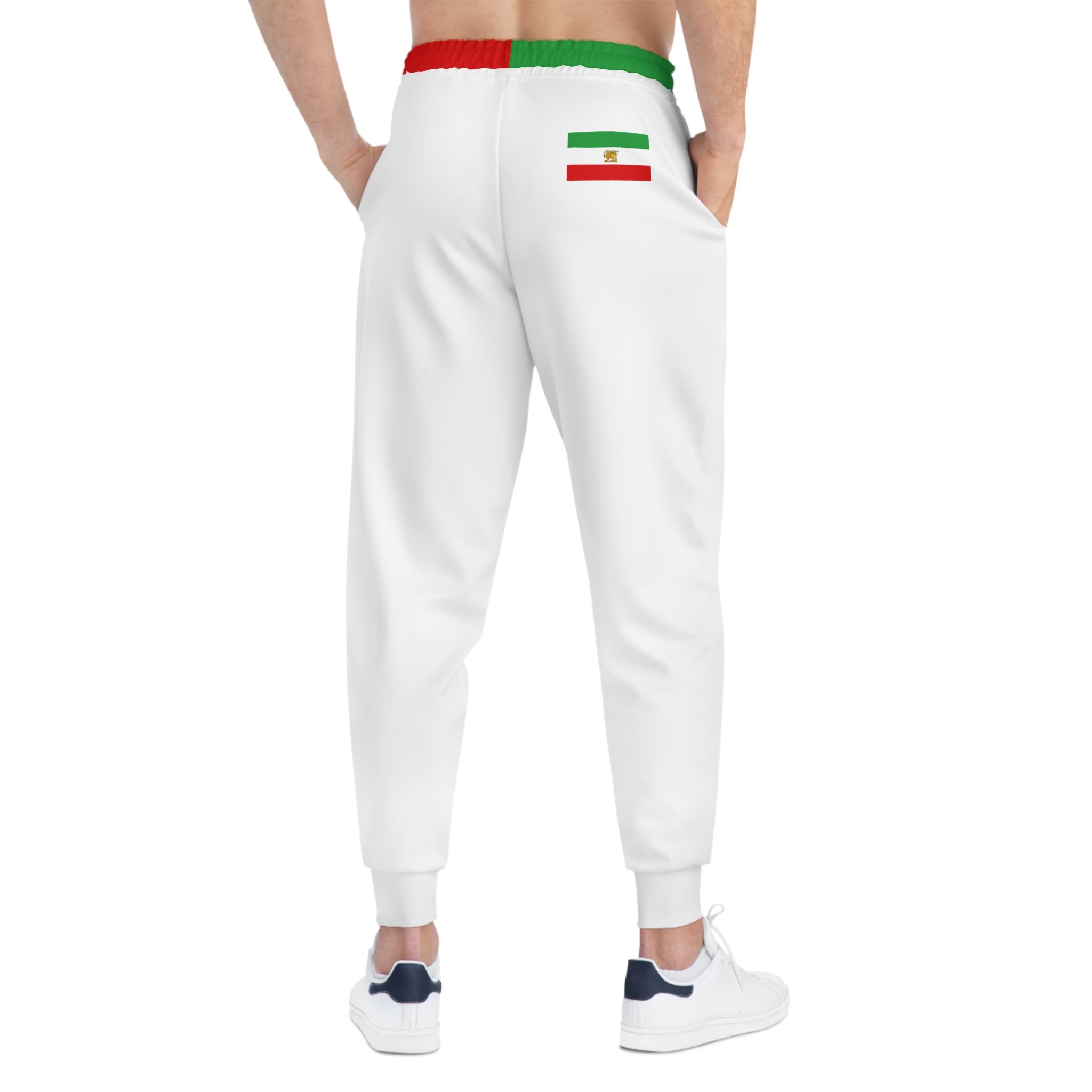 Make Iran Great Again Athletic Joggers — White Flag & Slogan Sweatpants