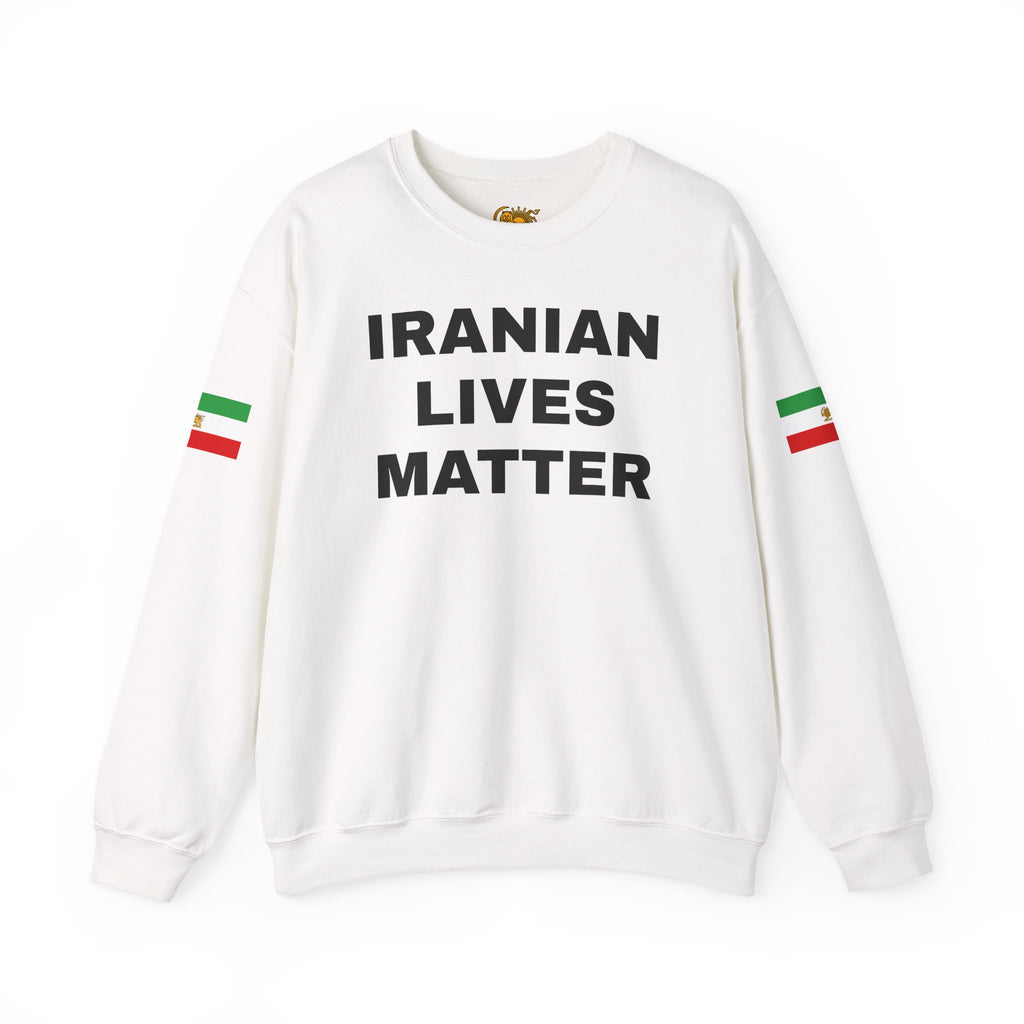 Crewneck Sweatshirt — "Iranian Lives Matter" with "Make Iran Great Again" Back & Flag Sleeves