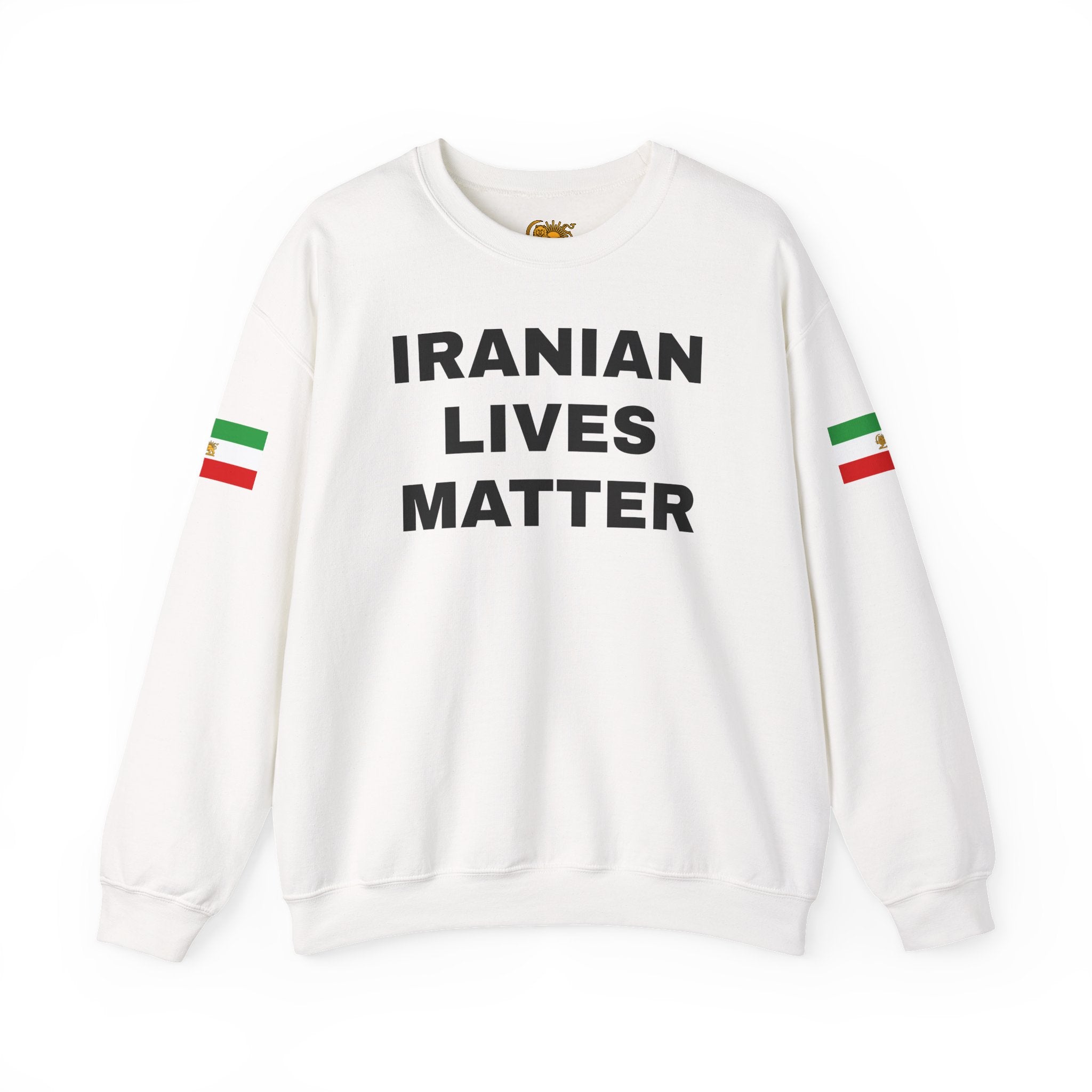 Crewneck Sweatshirt — "Iranian Lives Matter" with "Make Iran Great Again" Back & Flag Sleeves
