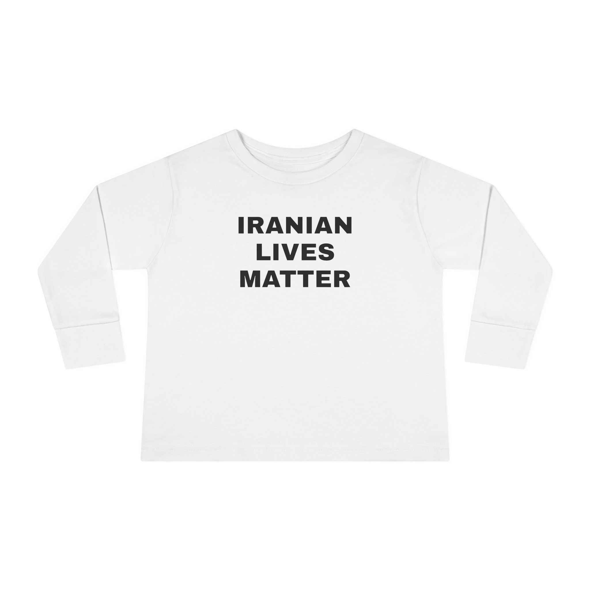 Toddler Long Sleeve Tee — "Iranian Lives Matter" Kids' Long Sleeve Shirt with Historical Persian Flag (Protest & Heritage)