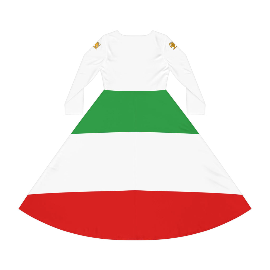 Iranian Flag Dance Dress — "Make Iran Great Again" Long Sleeve Skater Dress