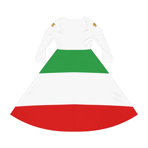 Iranian Flag Dance Dress — "Make Iran Great Again" Long Sleeve Skater Dress