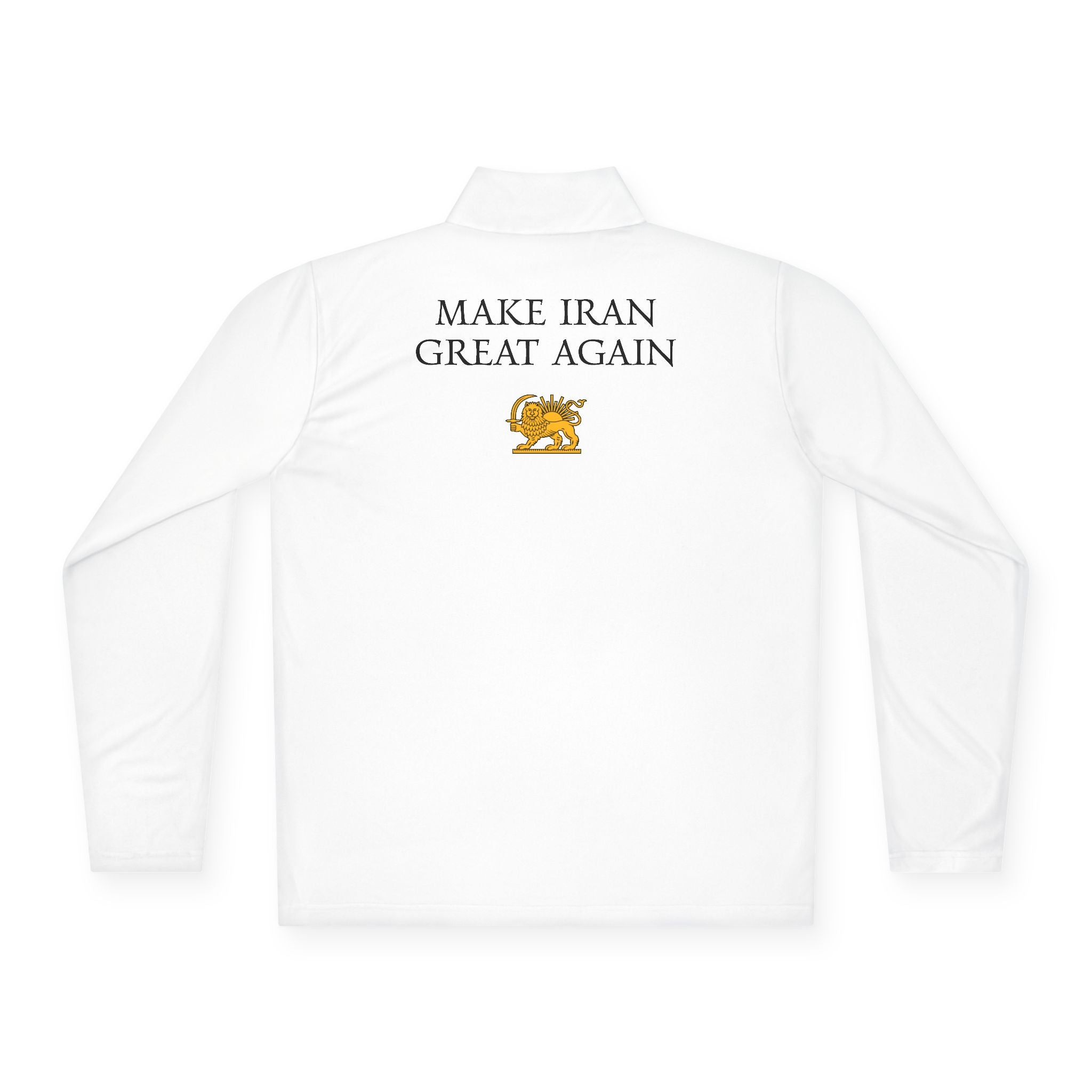 Iranian Lives Matter Quarter-Zip Pullover — Small Iranian Flag Chest Patch