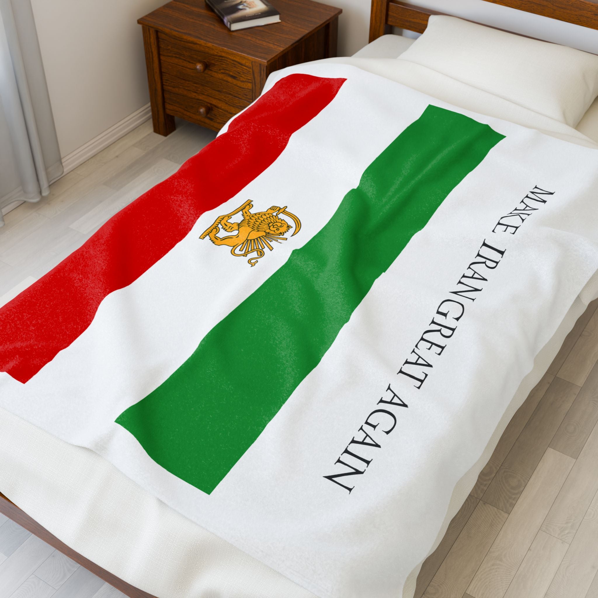Velveteen Plush Blanket — "Make Iran Great Again" Flag Design
